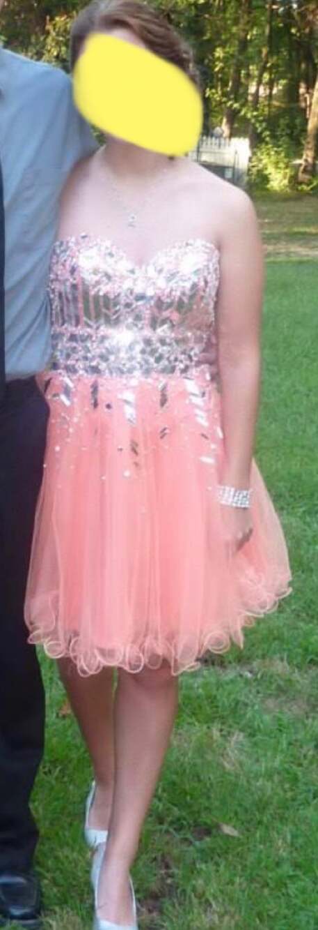 Kiss Kiss Formal Strapless Homecoming Dress Peach / Coral Size 10